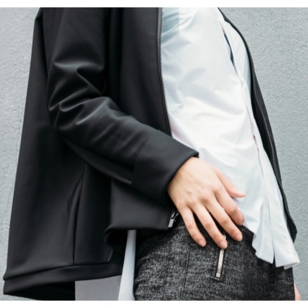 ADAY Over and Out Bomber Full Zip Jacket Black Womens XS - New without tags